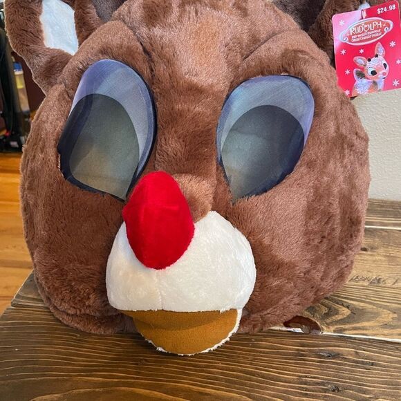 Rudolph The Red Nosed Reindeer Greeter Plush Head Mask NWT - Picture 2 of 10